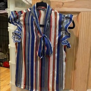 Multi color bow blouse